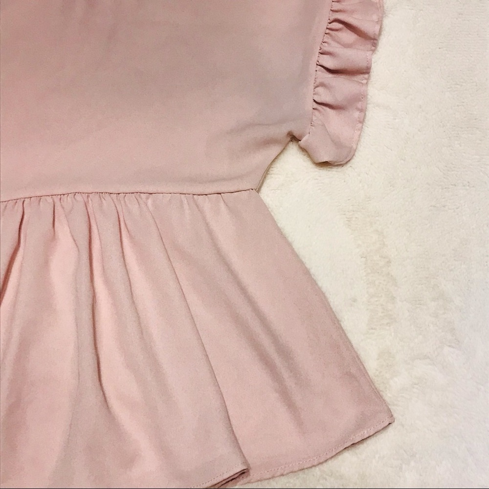 mi ami Pink Sheer Ruffled Cropped Blouse - Picture 4 of 8